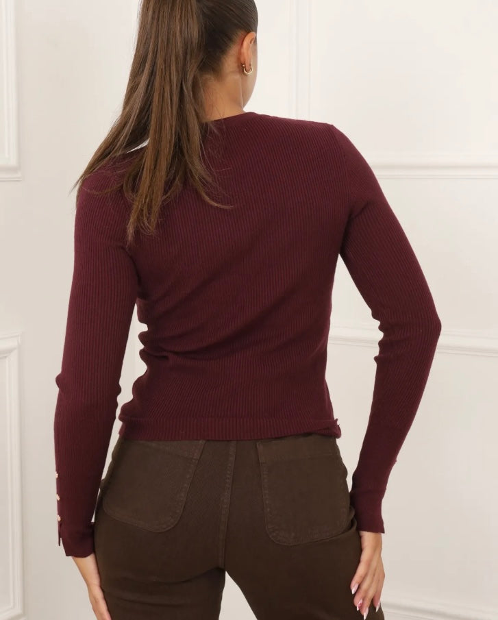 Pull chaussette Femme manches longue PRUNE