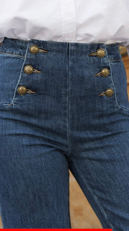 Oraije Paris Jean wide leg VICTORINE denim bleu foncé