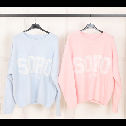 Pull Femme brodé SOHO dentelle fleurs Blanche