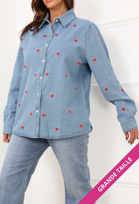 Chemise en jean Femme motif Coeur CHLOE
