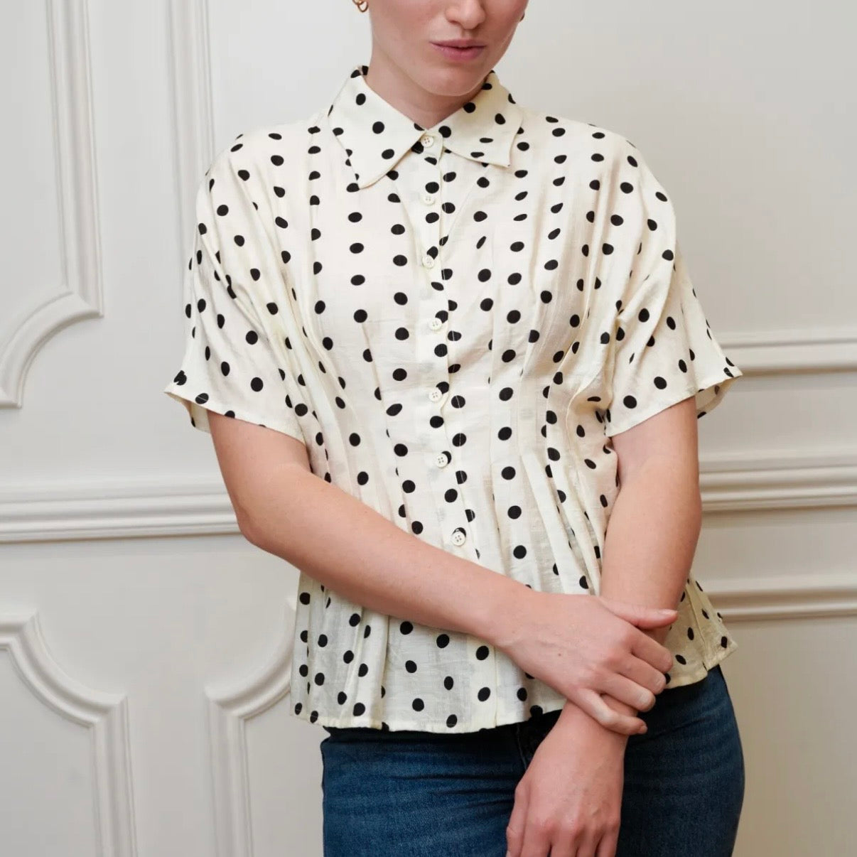 Top Femme PIN-UP à Pois noir