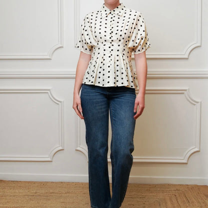 Top Femme PIN-UP à Pois noir