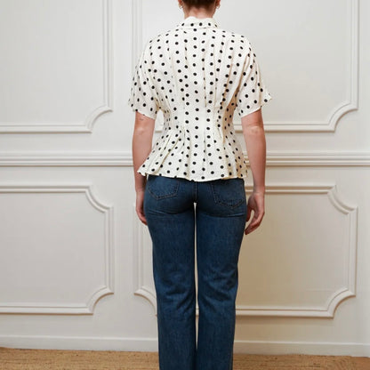 Top Femme PIN-UP à Pois noir