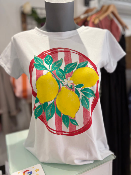 T-shirt Femme AMALFI Imprimé Citrons & Rayures