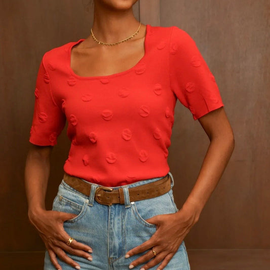 Top en Maille Jacquard à Pois LUCIA