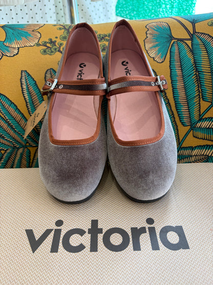 Victoria Shoes  Babies / Ballerines Femme en Velours GONG-FU CONTRASTE