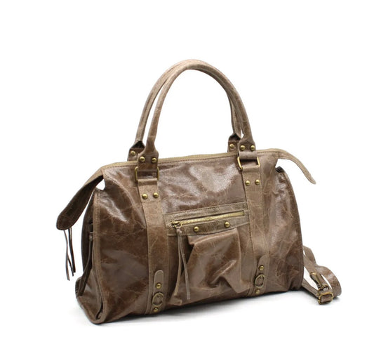Vimoda Paris Sac Bowling BROOKLYN en Cuir Patiné