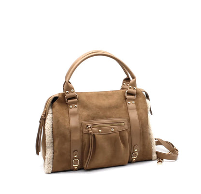 Vimoda Paris Sac Cabas Bi-matière Suédine & Moumoute YANABA