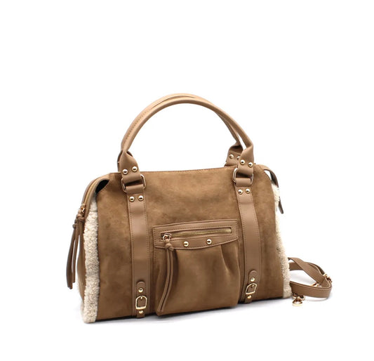 Vimoda Paris Sac Cabas Bi-matière Suédine & Moumoute ASPEN
