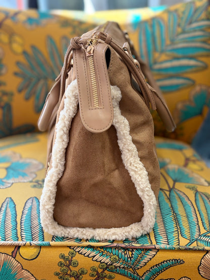 Vimoda Paris Sac Cabas Bi-matière Suédine & Moumoute YANABA