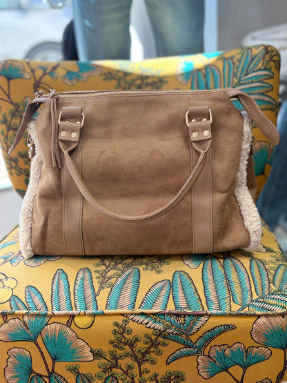 Vimoda Paris Sac Cabas Bi-matière Suédine & Moumoute YANABA