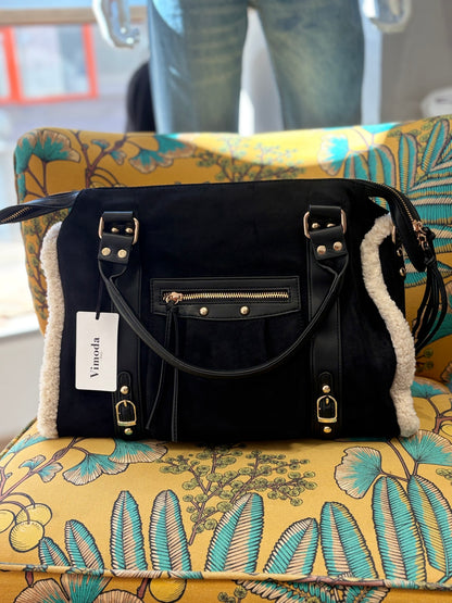 Vimoda Paris Sac Cabas Bi-matière Suédine & Moumoute YANABA