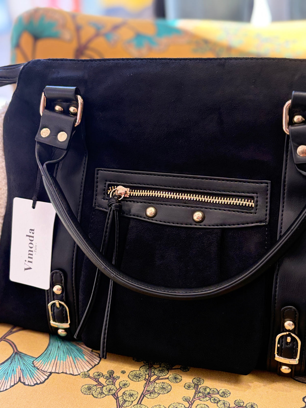 Vimoda Paris Sac Cabas Bi-matière Suédine & Moumoute YANABA