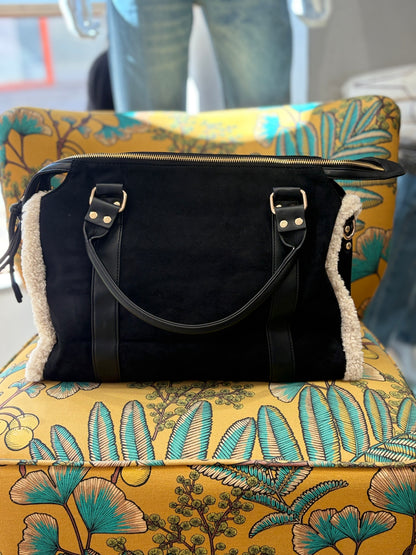Vimoda Paris Sac Cabas Bi-matière Suédine & Moumoute YANABA