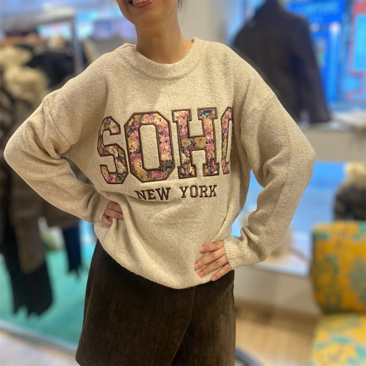 Pull femme inscription SOHO