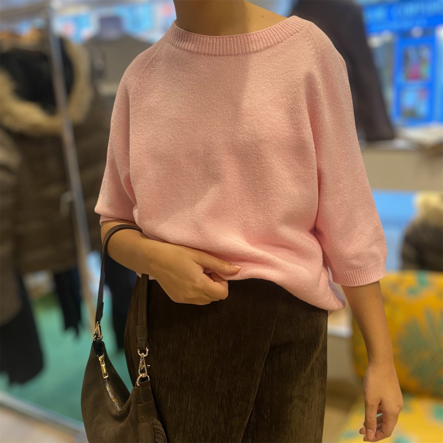 Jupe short effet suédine marron