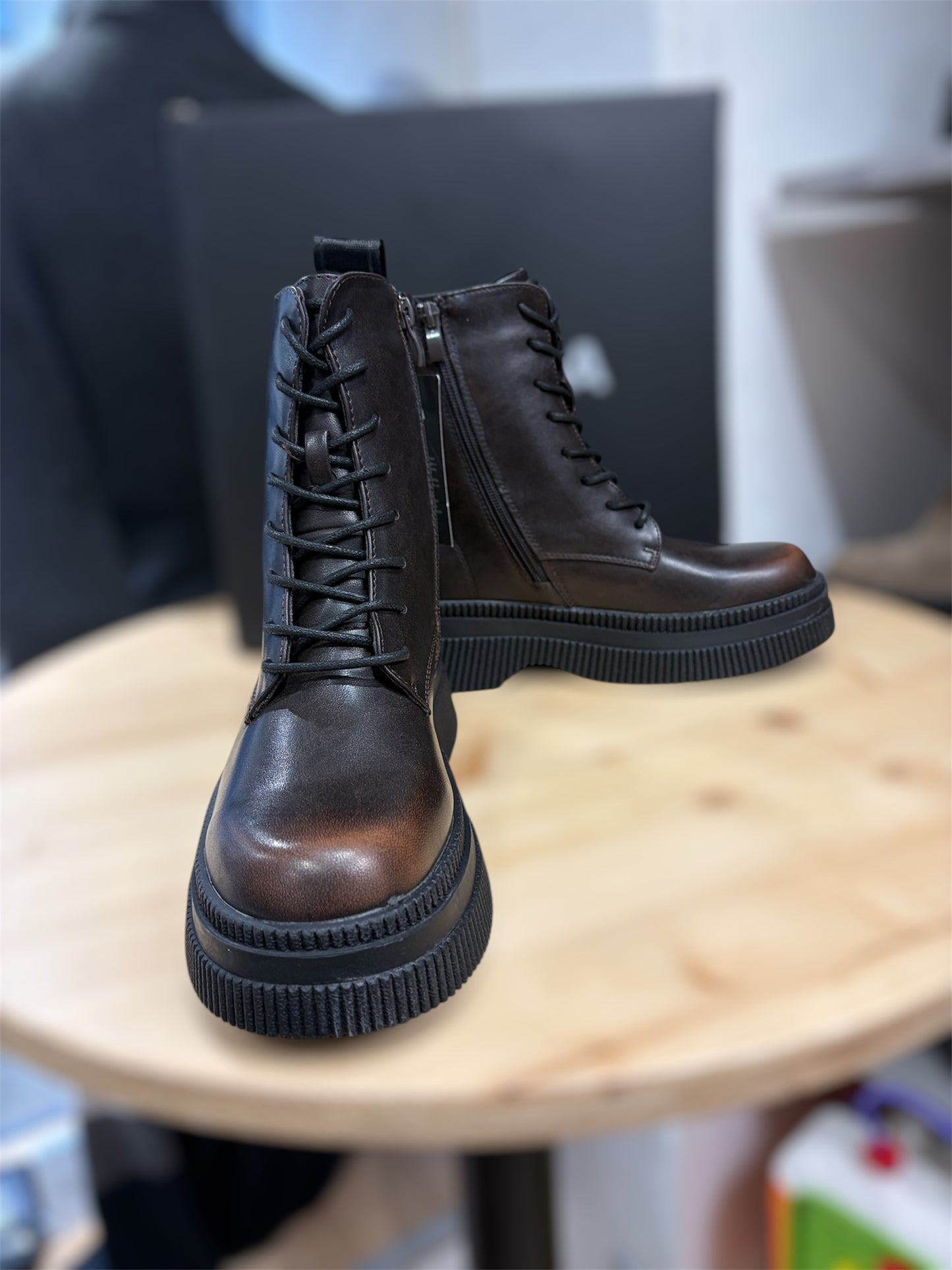 Victoria Shoes Bottes Femme DUBLIN EFFET CUIR LACETS