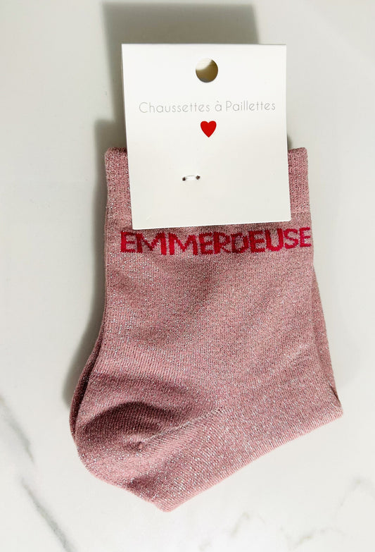 Chaussettes à paillettes “ EMMERDEUSE “