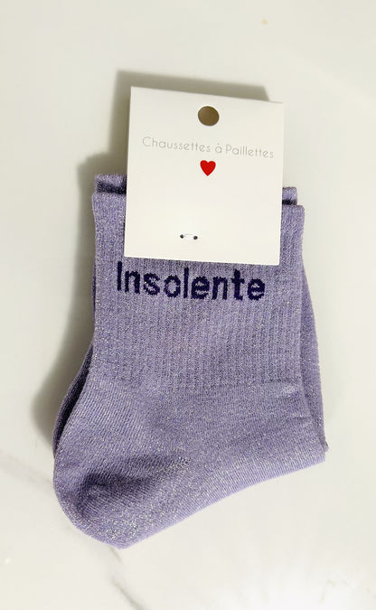 Chaussettes à paillettes "INSOLENTE"