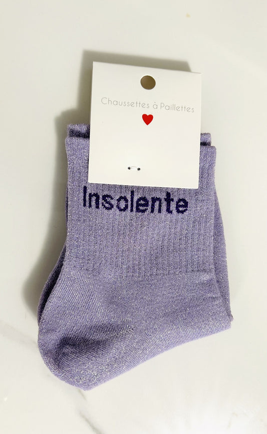 Chaussettes à paillettes "INSOLENTE"