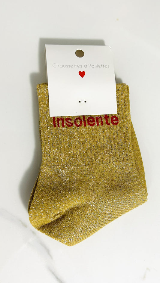 Chaussettes à paillettes "INSOLENTE"
