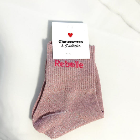 Chaussettes à paillettes "REBELLE"