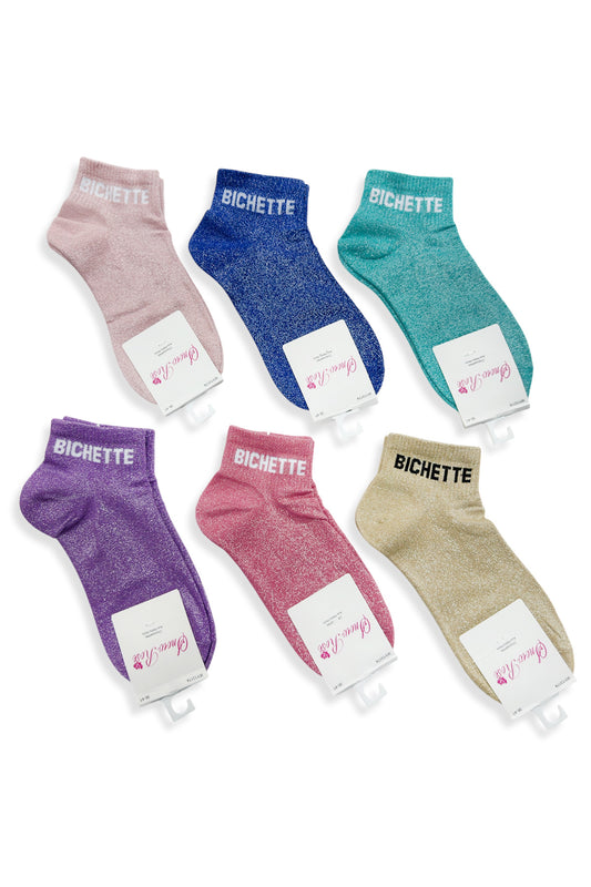 Chaussette à paillette message "BICHETTE"