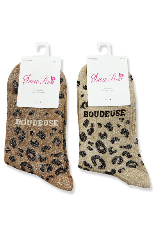Chaussette à paillette message"BOUDEUSE"