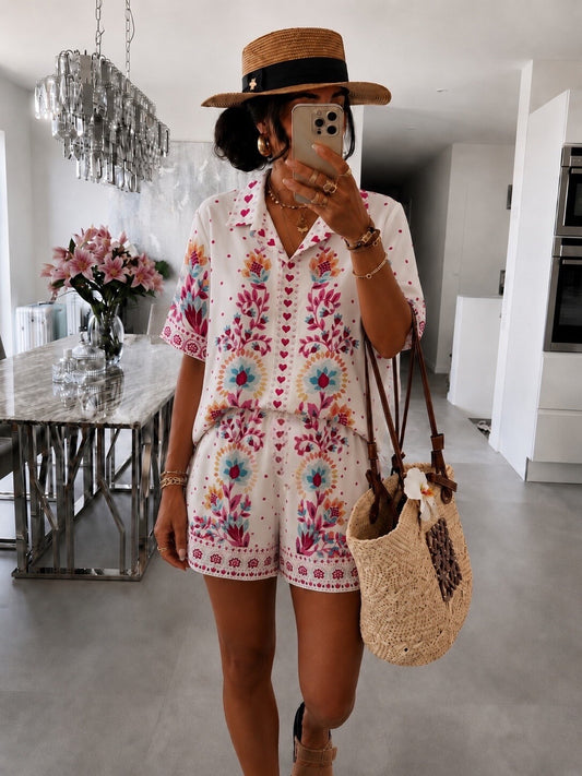 Ensemble Chemise & Short PAROS Rose Bohème