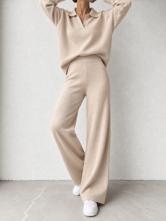 Ensemble Femme Pantalon en Maille CHIARA  Beige Sable