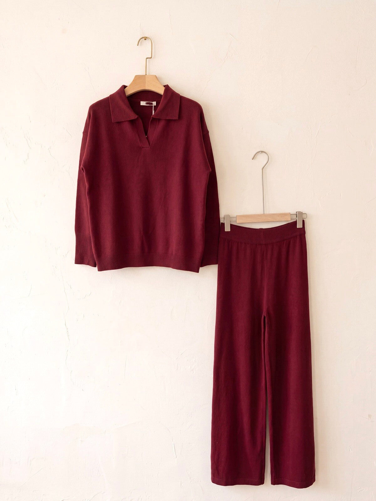 Ensemble Femme Pantalon en Maille CHIARA Bordeaux