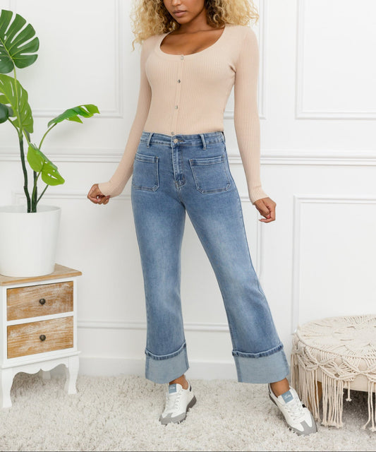 Jean Femme coupe Wide Leg avec ourlet BILLY