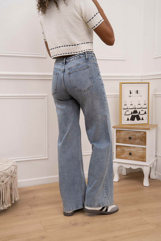 Jean Femme wide leg bouton asymétrique ROSIE