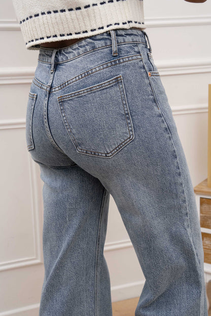 Jean Femme wide leg bouton asymétrique ROSIE