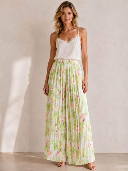 Pantalon Plissé Fluide LUCCA Vert Clair