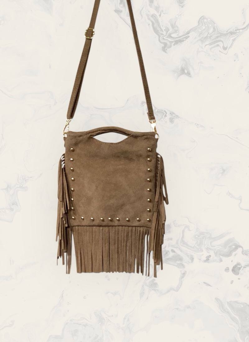 Sac à Main en Daim à Franges et Clous BOHEME