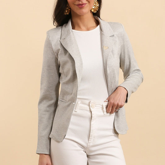 Blazer Femme gris cintré & petit coeur