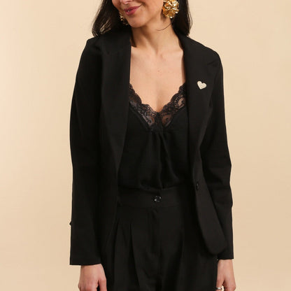Blazer Femme Noir cintré & coeur