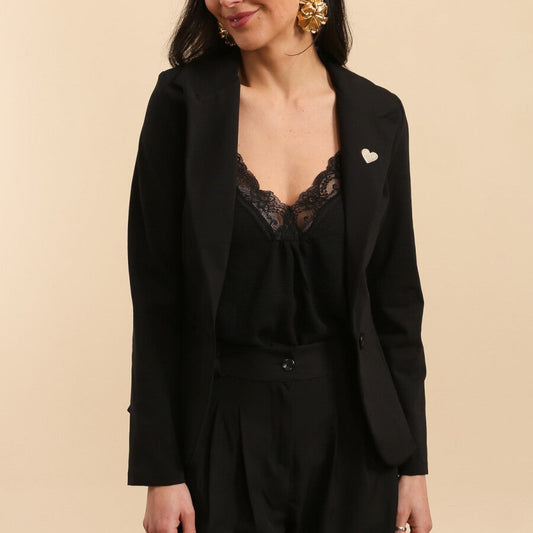 Blazer Femme Noir cintré & coeur